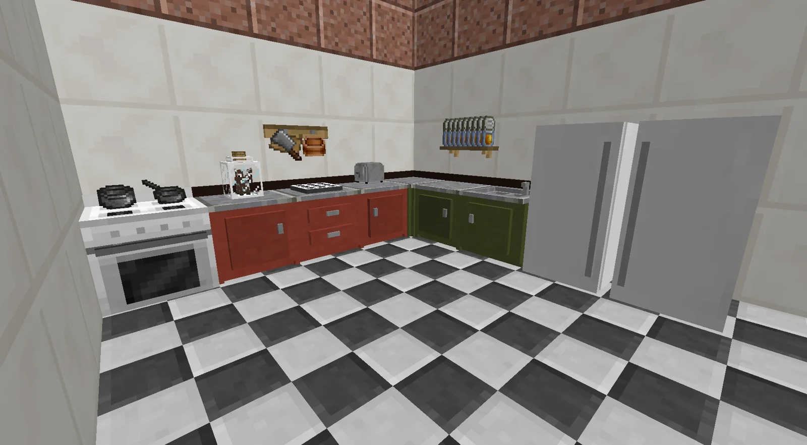 Modern Minecraft kitchen with Cooking for Blockheads style blocks